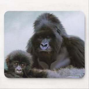 Mousepad Montanha Gorilla Pai e Bebê Conservação Arte