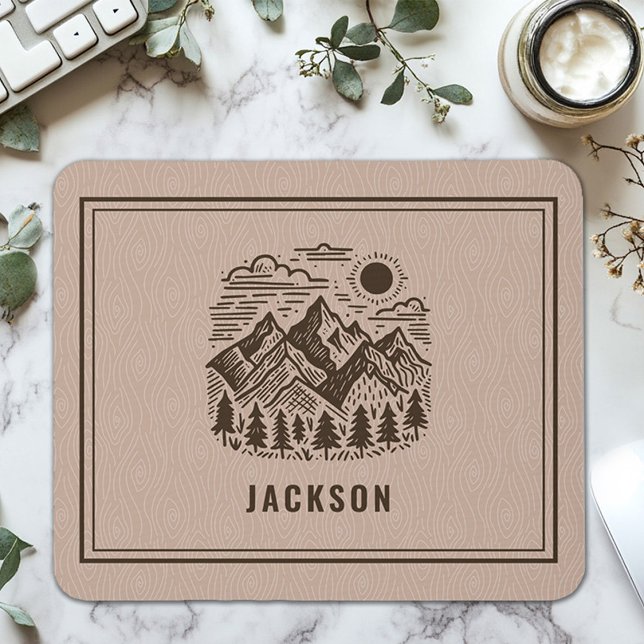 Mousepad Montanha Moderna Rústica Personalizada  (Rustic Modern Mountain Custom Mousepad)