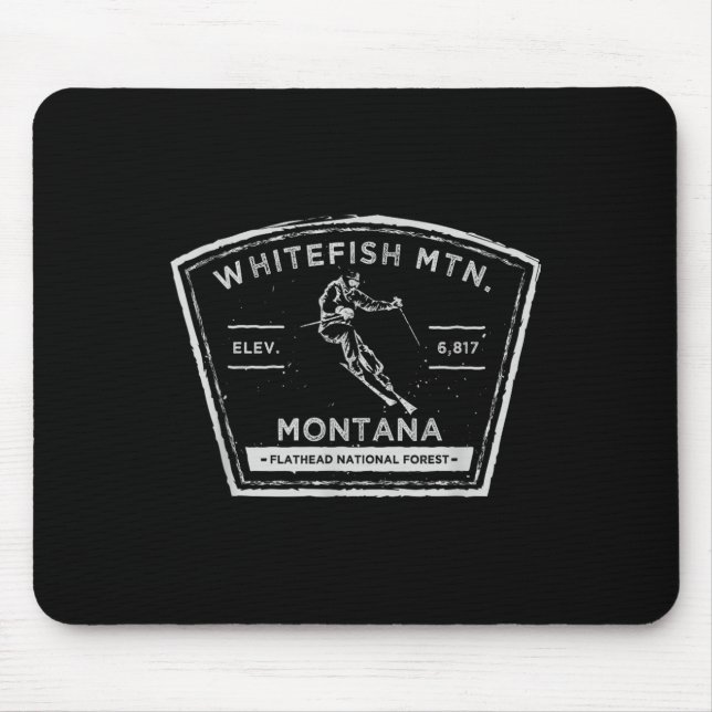 Mousepad Montanha Whitefish Montana Neve Esqui  (Frente)