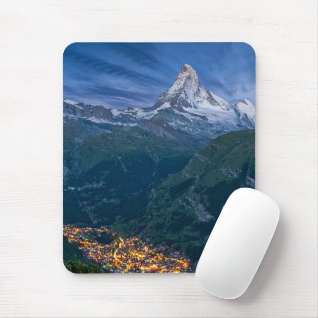 Mousepad Montanhas | Matterhorn, Zermatt, Alpes Suíços (Com mouse)