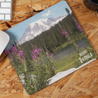 Mousepad Monte Rainier e Flores Selvagens Paisagem Cênica