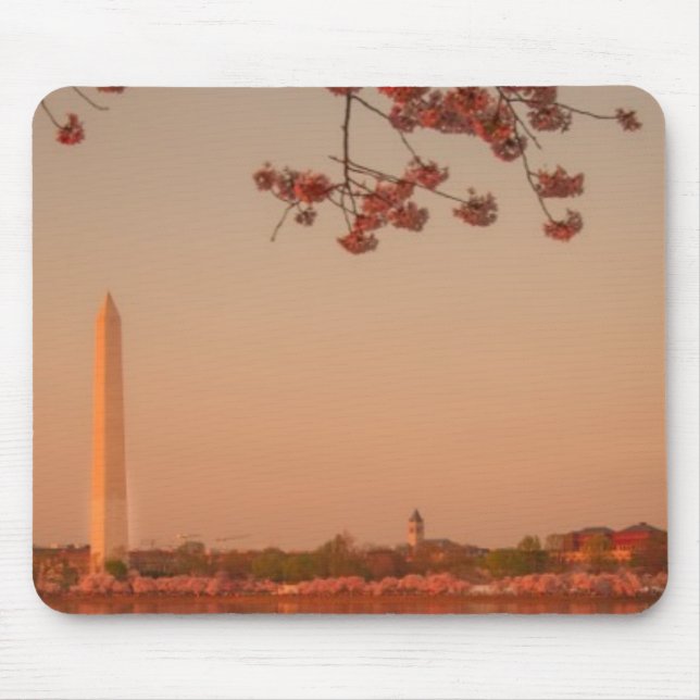 Mousepad Monumento de Washington Sakura no por do sol (Frente)
