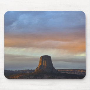 Mousepad Monumento Nacional Devils Tower, Tempestade ao Pôr