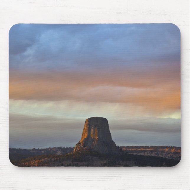 Mousepad Monumento Nacional Devils Tower, Tempestade ao Pôr (Frente)