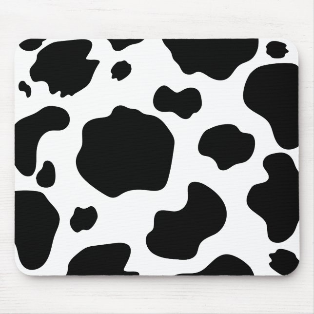Mousepad Moo Cow Localiza Impressão,, Fazenda, preto e bran (Frente)