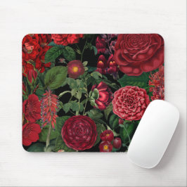 Mousepad Moody Florals Black & Burgundy Vintage