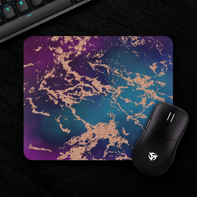 Mousepad Moody Marble | Rosa de Teto Roxo Profundo Dourado (Criador carregado)