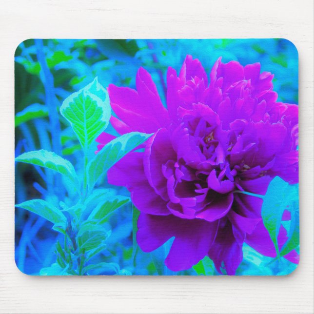 Mousepad Moody Purple Peony com Linda Folhagem Weigela (Frente)