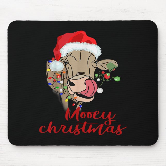 Mousepad Mooey Christmas Cow T Shirt Heifer Farmer Xmas Gif (Frente)
