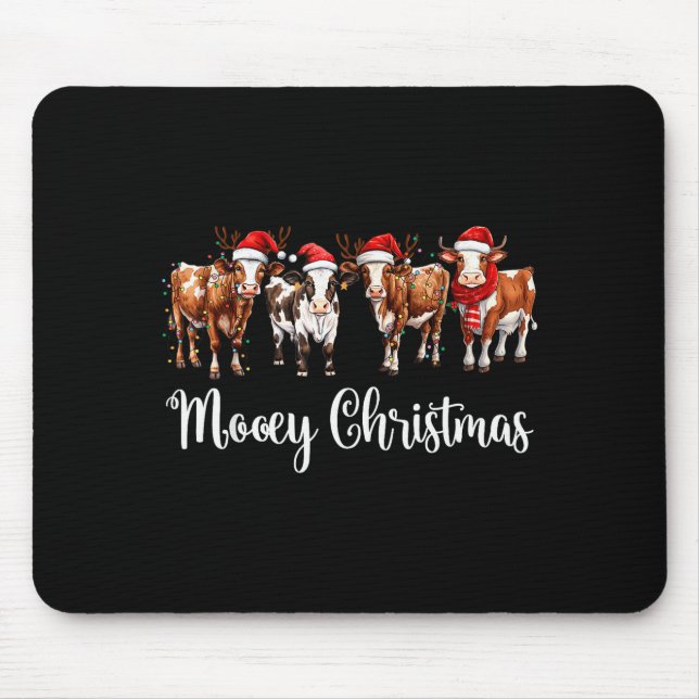 Mousepad Mooey Christmas Cowgirl Xmas Funny Western Christm (Frente)