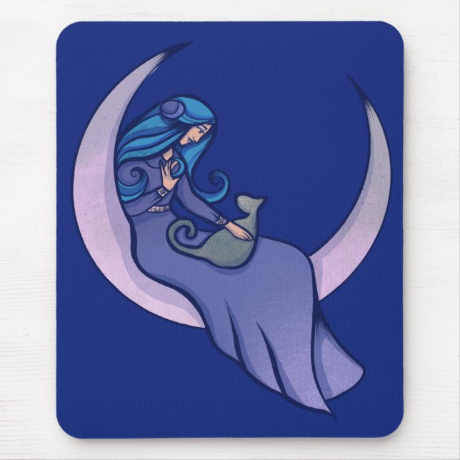 Mousepad Moon Witch MoonChild Pagan Wicca Art (Frente)