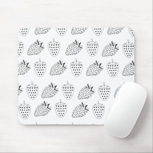 Mousepad Morango abstrato preto e branco