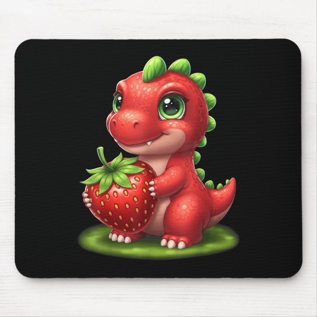 Mousepad Morango Cinto Fruta de Verão Dinossauro T Rex (Frente)