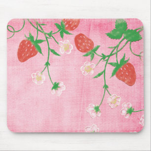 Mousepad Morango e Flores a Rosa