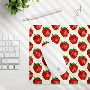 Mousepad Morango, Morangos Vermelhos, Fruta, Folha