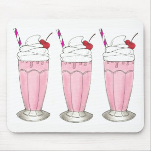 Mousepad Morango Rosa Agita Sorvete Milkshake Foodie