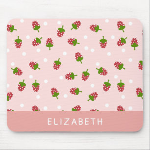 Mousepad Morango Rosa Kawaii Girly Bonito Pastel Estético