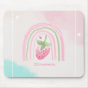 Mousepad Morangos Arco-íris Aquarela