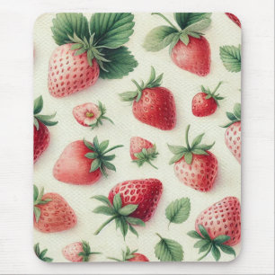 Mousepad Morangos com Creme Aquarela Frutas