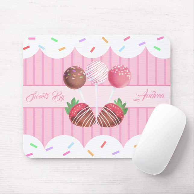 Mousepad Morangos E Pop De Bolo De Chocolate Doce (Com mouse)