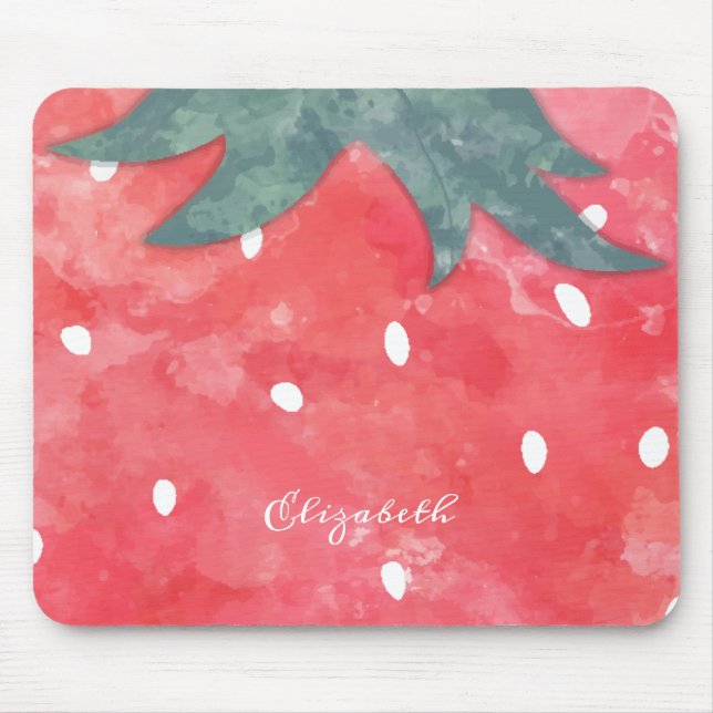 Mousepad Morangos em Aquarela Fofos (Frente)