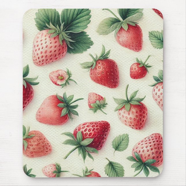 Mousepad Morangos em Berries Cream Watercolor (Frente)