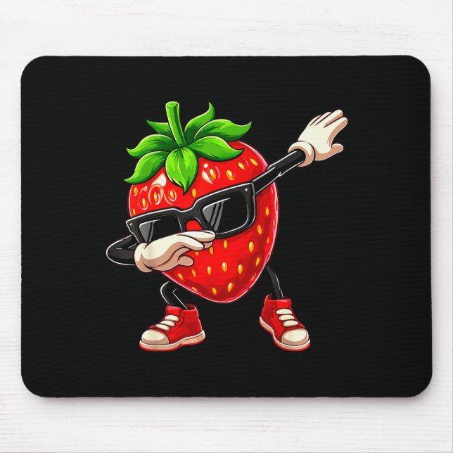 Mousepad Morangos Engraçados de Dabbing Verão Amante de Fru (Frente)