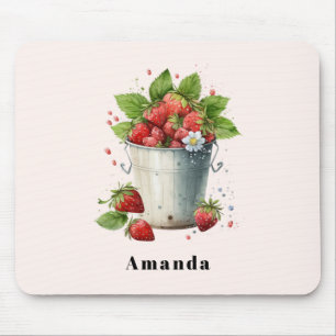 Mousepad Morangos Picados Frescos num Balde