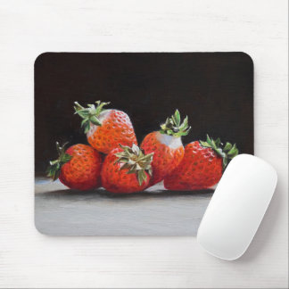 Mousepad Morangos Realistas Pintura a Óleo de Natureza Mort