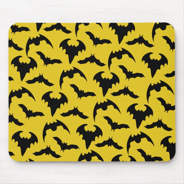 Mousepad Morcegos Amarelos e Pretos Halloween (Frente)