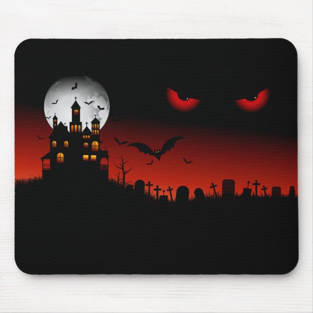 Mousepad Morcegos de Abóbora do Halloween e Bruxas #1 (Frente)