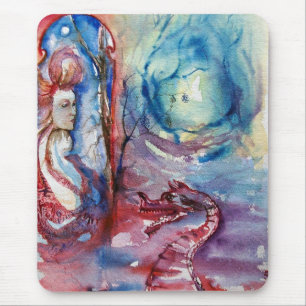 Mousepad MORGANA / Magia e Mistério, Fantasia Azul Rosa