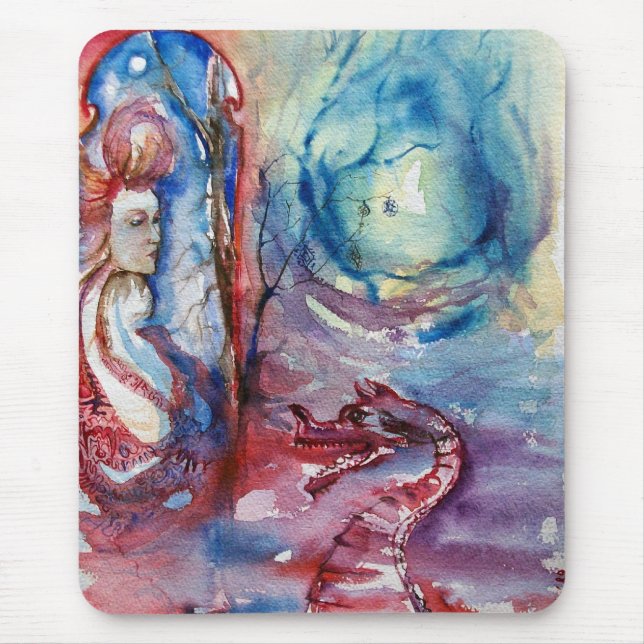 Mousepad MORGANA / Magia e Mistério, Fantasia Azul Rosa (Frente)