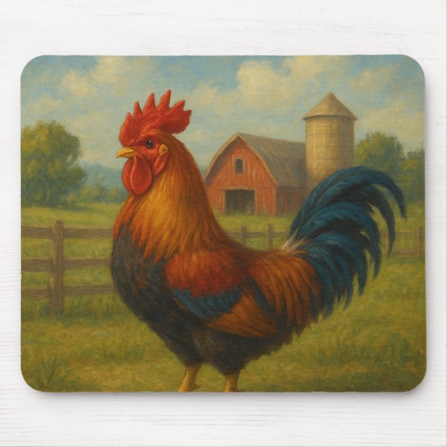 Mousepad “Morning Glory Rooster on the Farm” (Frente)