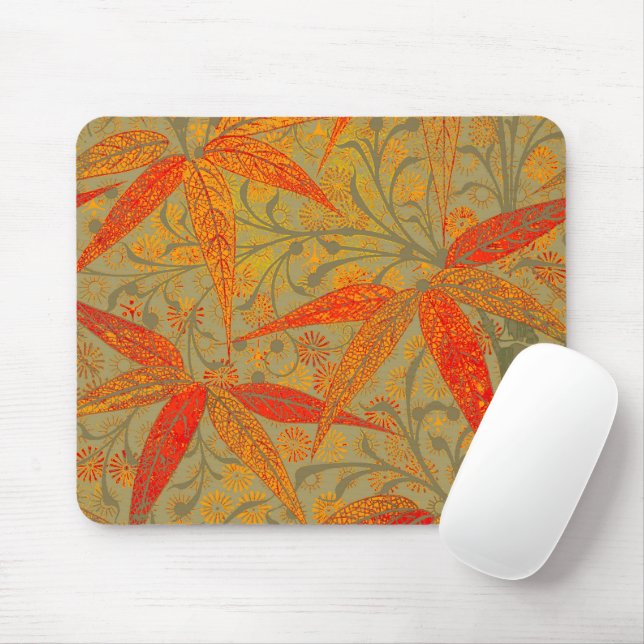 Mousepad Morris & Co. Padrão Bambu Godwin Laranja & Salvia (Com mouse)