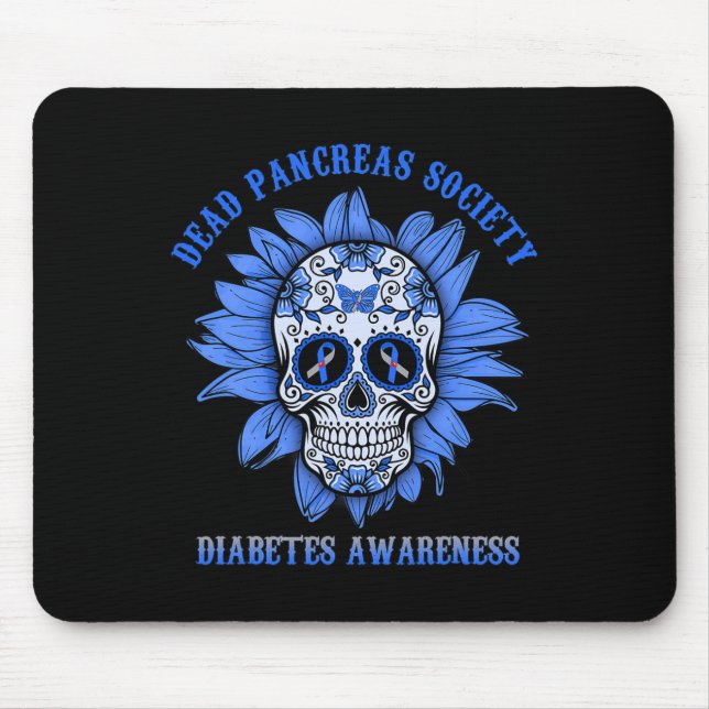 Mousepad Morto de Flor do Crânio do Açúcar Diabetes da Soci (Frente)