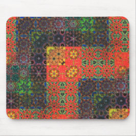 Mousepad Mosaico caleidoscópio verde e coral envelhecido