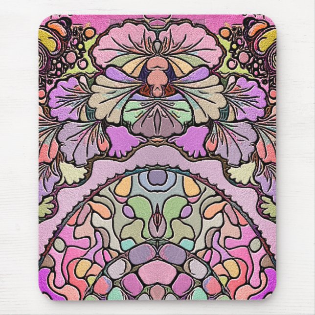 Mousepad Mosaico cor-de-rosa da flor (Frente)