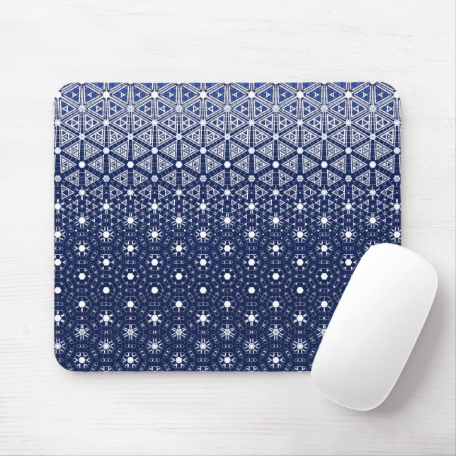 Mousepad Mosaico marinho Azul e Branco (Com mouse)