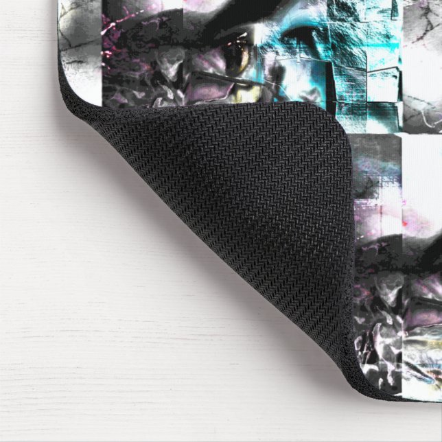 Mousepad Mosaico quadrado de texturas confusas em prata a c (Canto)