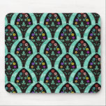 Mousepad Mosaico Vintage Art Deco Flower Fan<br><div class="desc">Uma descodificação de arte vintage inspirou um padrão em forma de fã com flores coloridas a preto com um fundo verde de menta, fracamente geométrico. Inspirado pelos vinte e poucos anos / Gatsby. Um design floral clássico, bonito e moderno para qualquer um que goste dos anos 20 / um sentimento...</div>