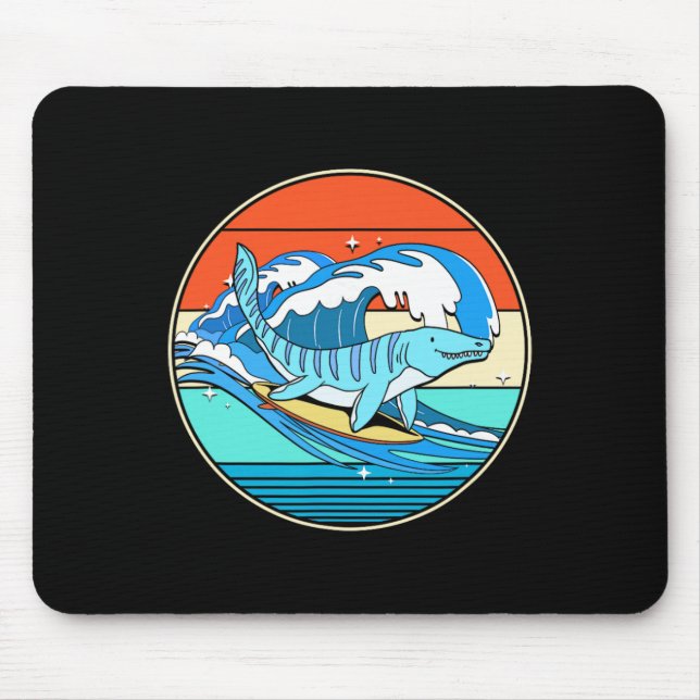 Mousepad Mosasaurus Surfando Dino Retro Dinossauro Aquático (Frente)