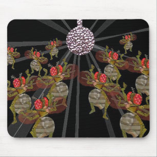 Mousepad Moscas de fruta que dançam sob a bola do disco