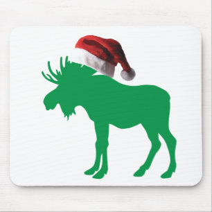 Mousepad Mose Verde com Chapéu de Papai Noel para o Croistm