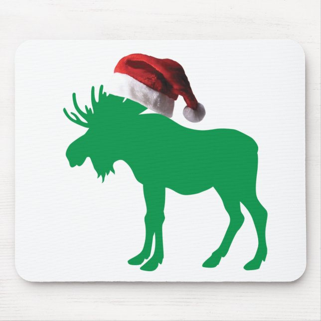 Mousepad Mose Verde com Chapéu de Papai Noel para o Croistm (Frente)