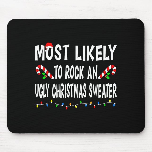 Mousepad Most Likely To Christmas Xmas Pajamas Funny Matchi (Frente)