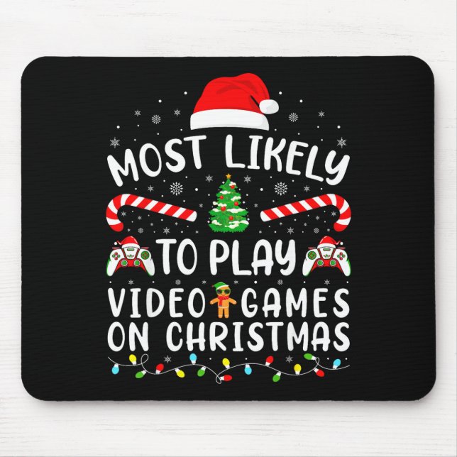 Mousepad Most Likely To Play Video Games Xmas Family Matchi (Frente)