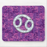 Mousepad Mother of Pearl Cancer Zodiac Sign on Digital Camo<br><div class="desc">A pearl like cancer zodiac symbol on digital camouflage pink purple fuchsia background. A modern urban girly style design for a great custom birthday gift idea for her. 
 
 
 
Use the "Ask this Designer" link to contact us with your special design requests or for some assistance with your customization project.</div>