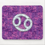 Mousepad Mother of Pearl Cancer Zodiac Sign on Digital Camo<br><div class="desc">A pearl like cancer zodiac symbol on digital camouflage pink purple fuchsia background. A modern urban girly style design for a great custom birthday gift idea for her. 
 
 
 
Use the "Ask this Designer" link to contact us with your special design requests or for some assistance with your customization project.</div>