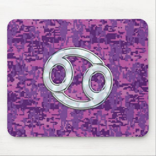 Mousepad Mother of Pearl Cancer Zodiac Sign on Digital Camo
